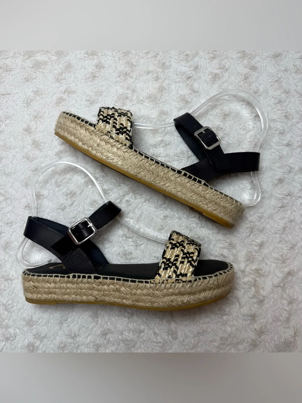 Woven Black & Natural Espadrille Sandals for Women Made in Spain